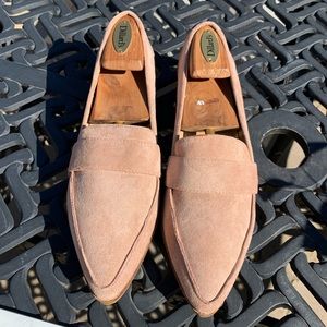 BEAST FASHION Pink Suede Pointed Toe Loafers
